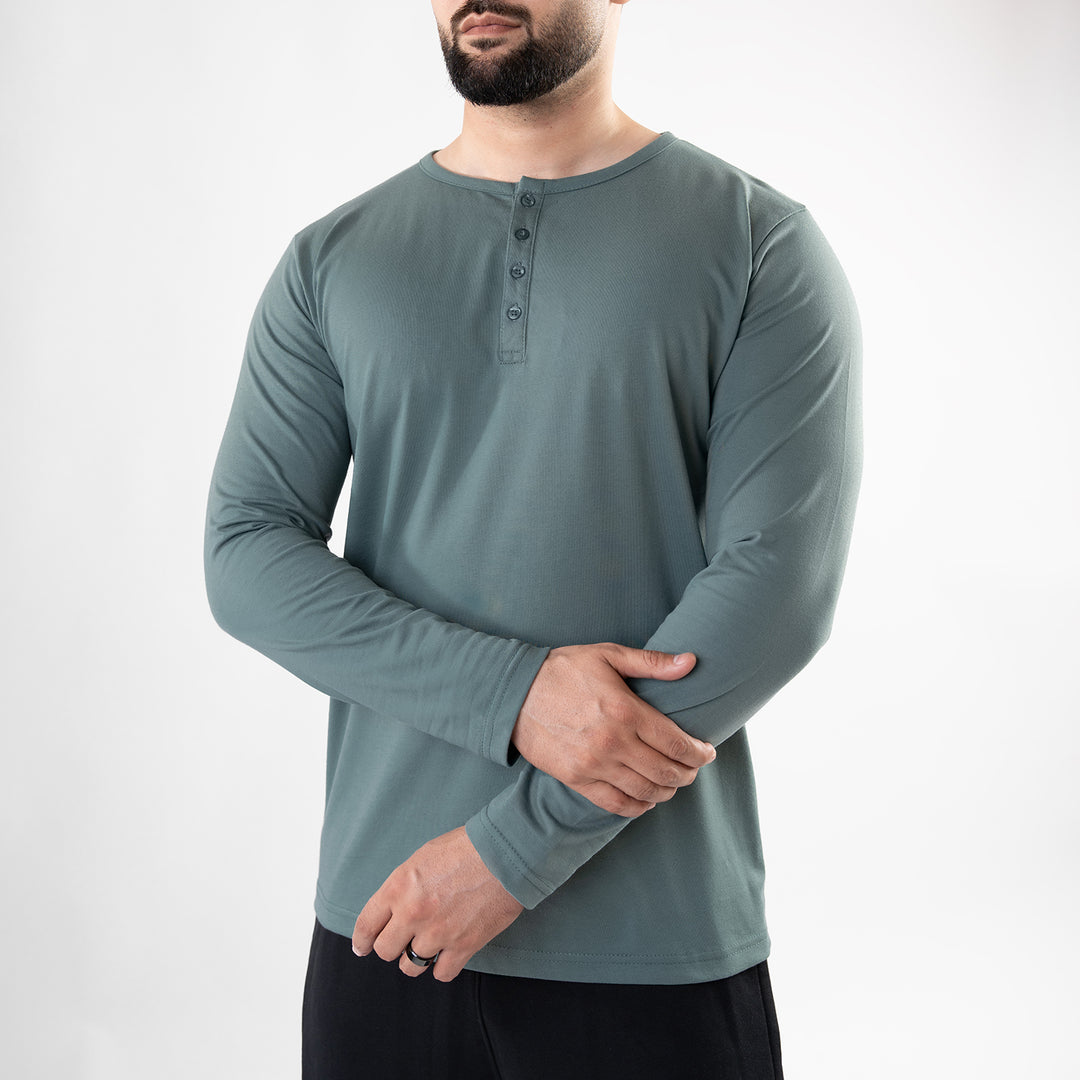 Plain Turquoise Henley