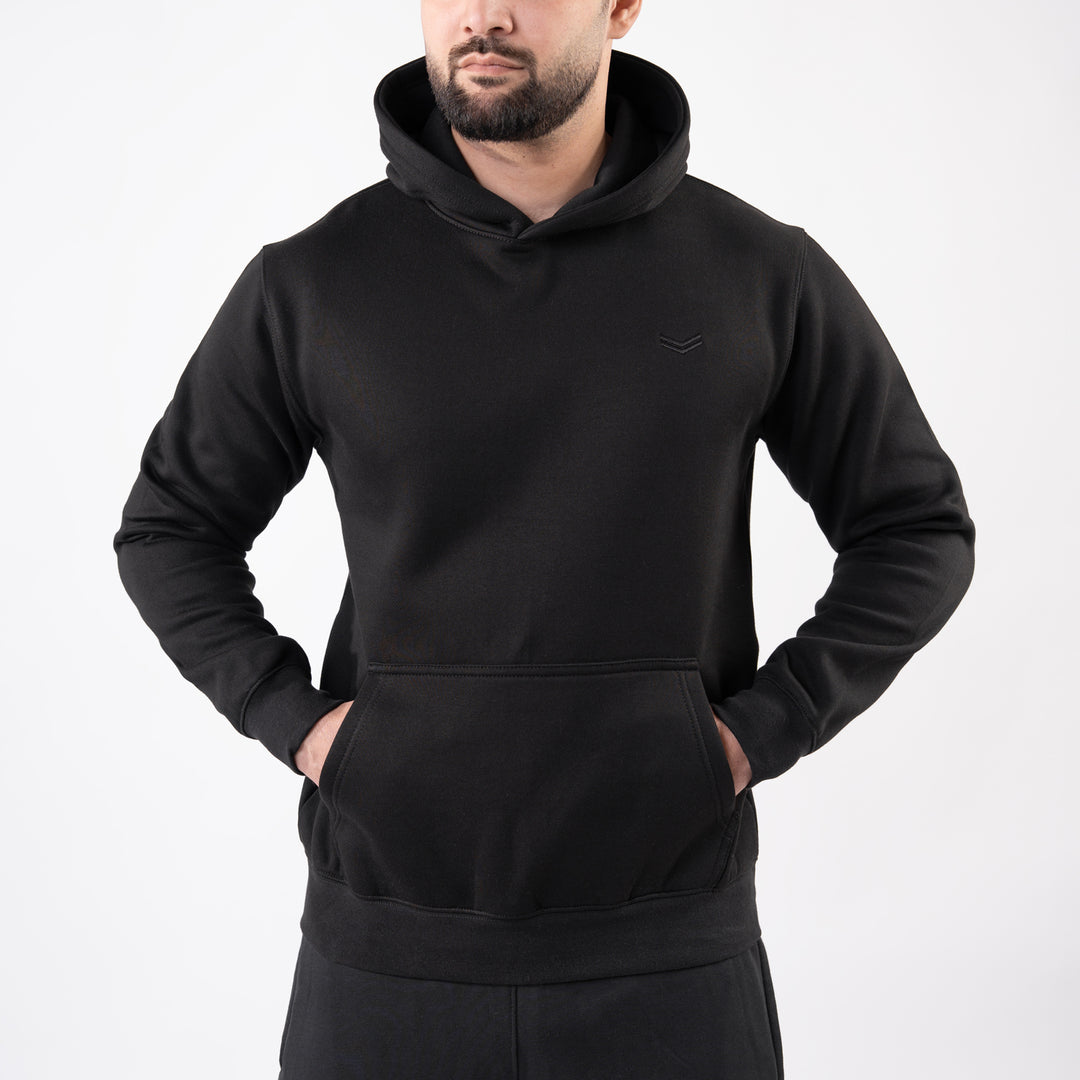 Plain Black Fleece Hoodie