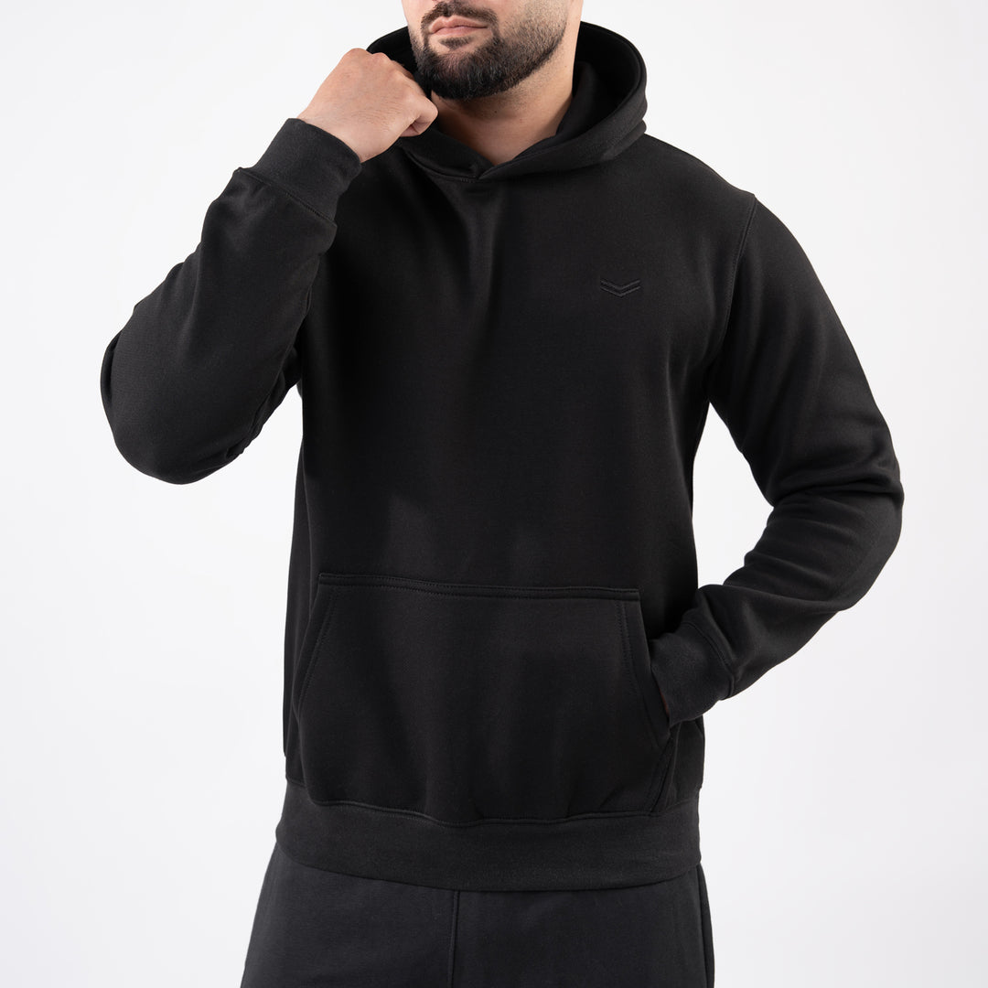 Plain Black Fleece Hoodie