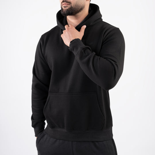 Plain Black Fleece Hoodie