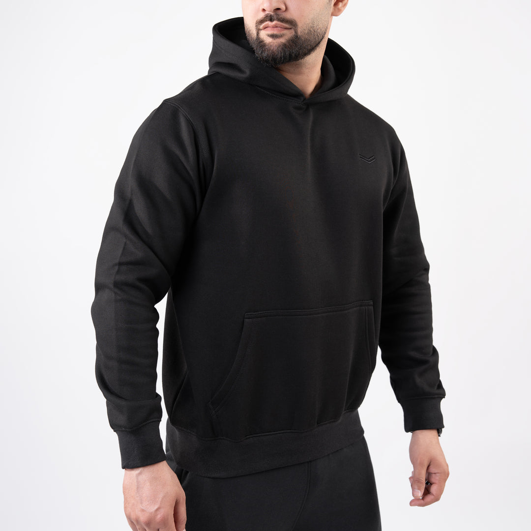 Plain Black Fleece Hoodie
