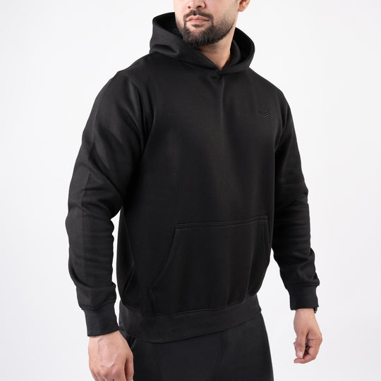 Plain Black Fleece Hoodie