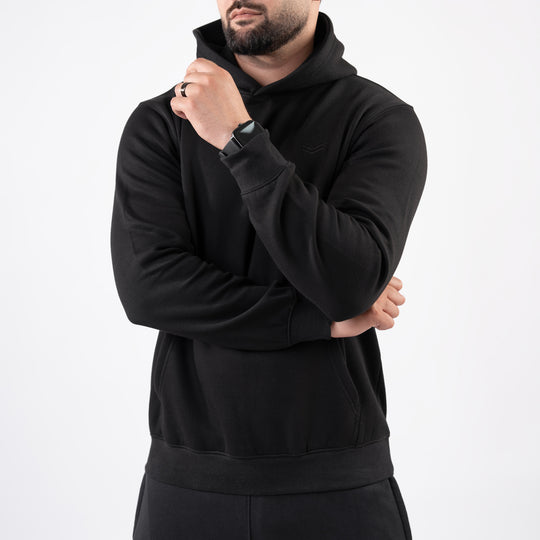 Plain Black Fleece Hoodie