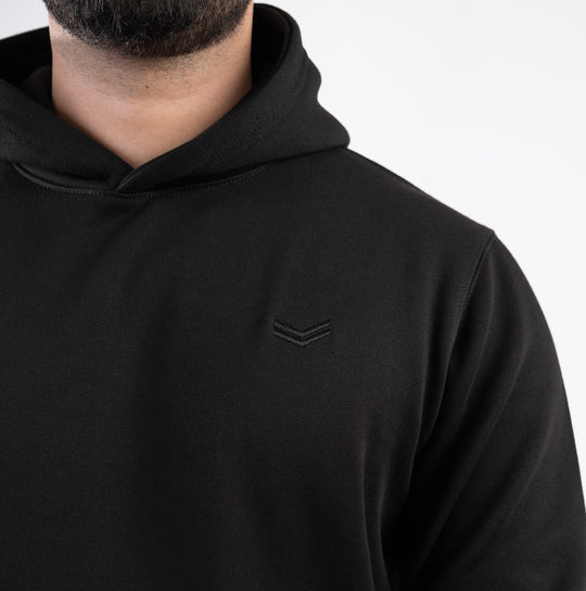 Plain Black Fleece Hoodie