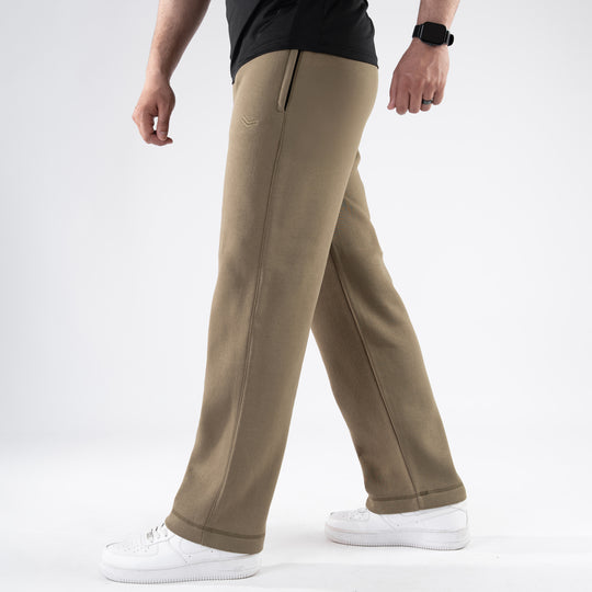 Olive Fleece Loose Fit Trousers