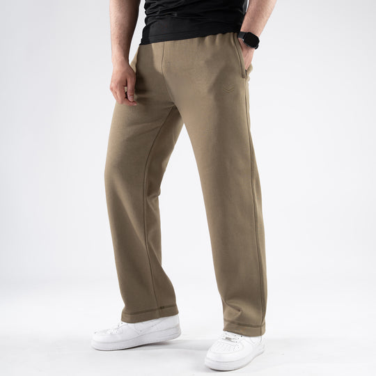 Olive Fleece Loose Fit Trousers