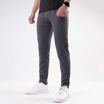 Gray Quick Dry Slim Fit Trousers with Two Half Stripes