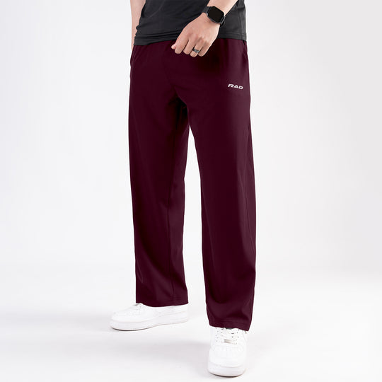 Wine Maroon Micro Baggy Fit Trousers