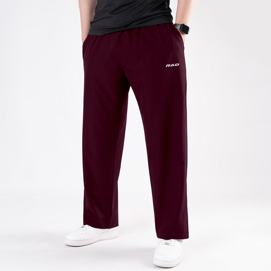 Wine Maroon Micro Baggy Fit Trousers