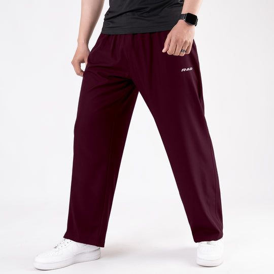 Wine Maroon Micro Baggy Fit Trousers