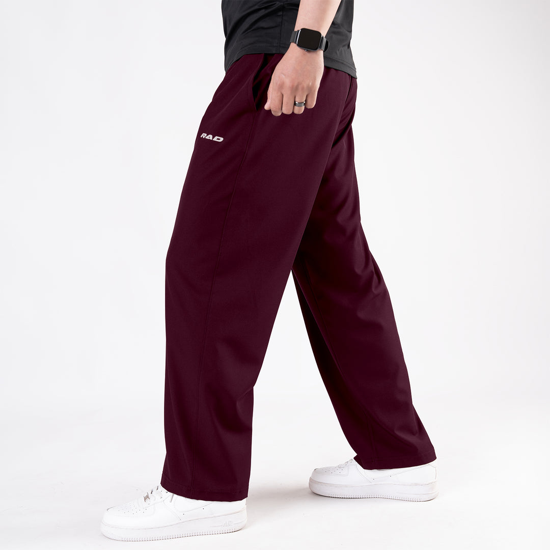 Wine Maroon Micro Baggy Fit Trousers