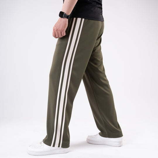 Olive Relax Fit Trouser with Three Alt-Stripes