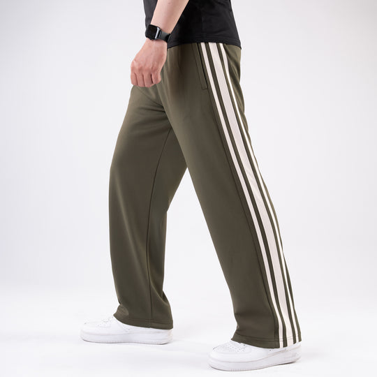 Olive Relax Fit Trouser with Three Alt-Stripes