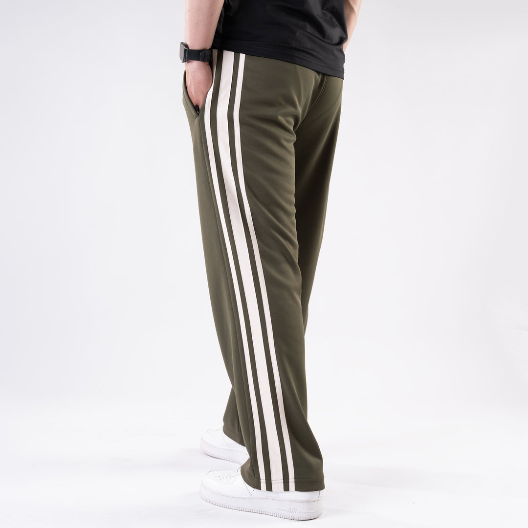 Olive Relax Fit Trouser with Three Alt-Stripes