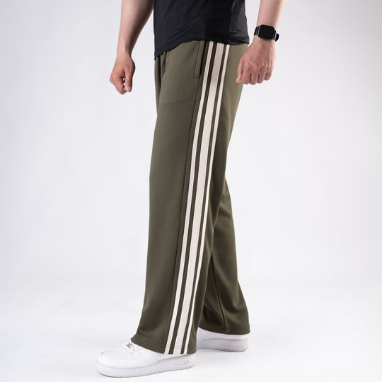 Olive Relax Fit Trouser with Three Alt-Stripes