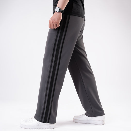 Gray Relax Fit Trouser with Three Alt-Stripes