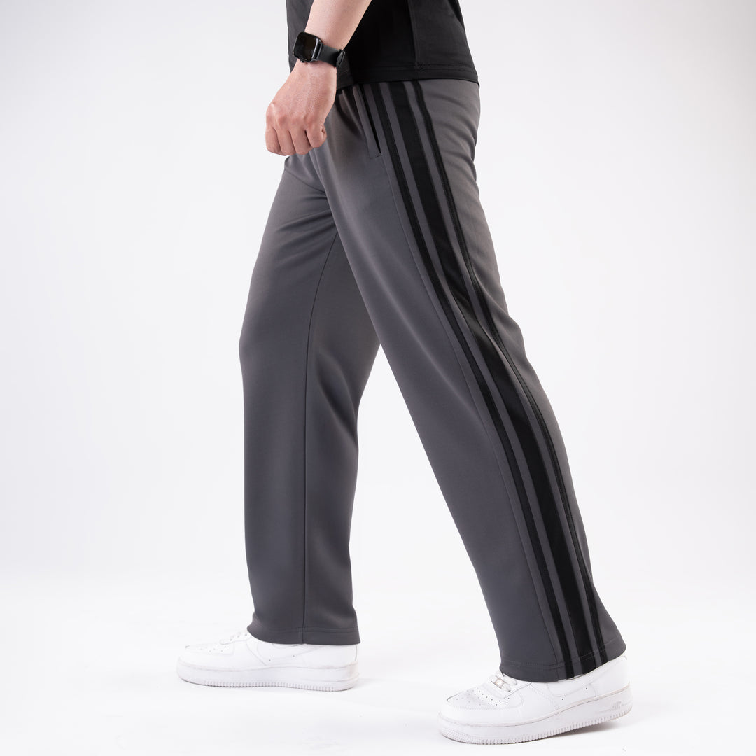 Gray Relax Fit Trouser with Three Alt-Stripes