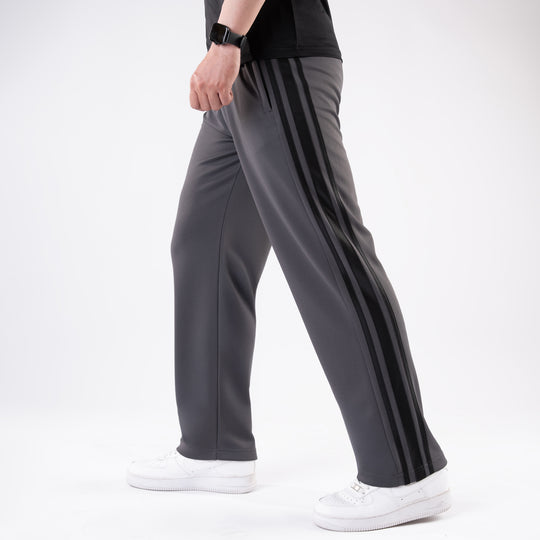 Gray Relax Fit Trouser with Three Alt-Stripes