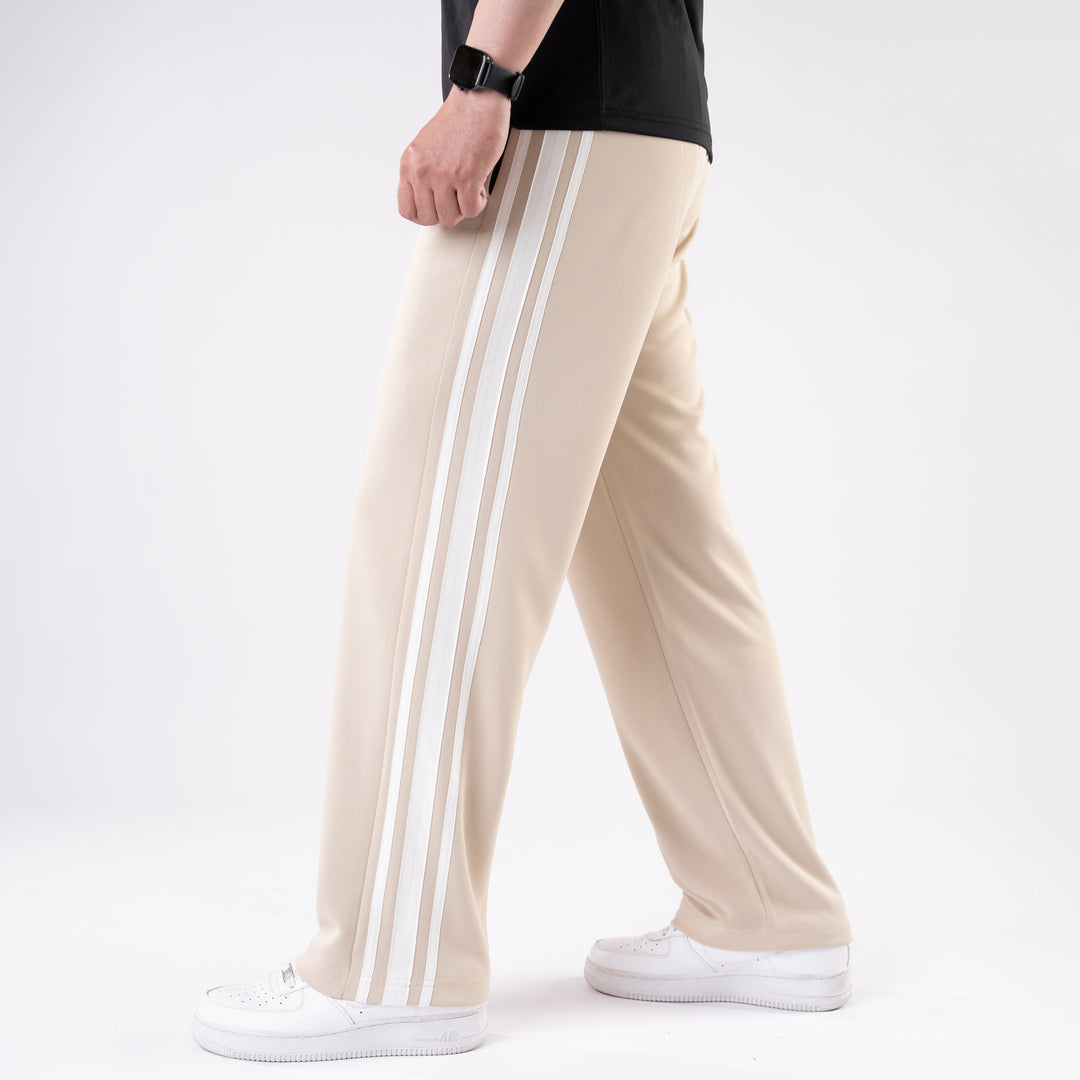 Beige Relax Fit Trouser with Three Alt-Stripes