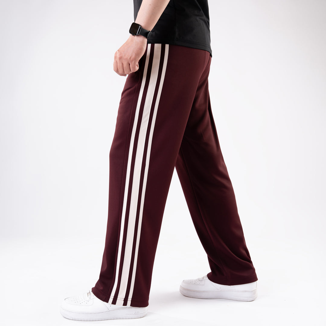 Maroon Relax Fit Trouser with Three Alt-Stripes