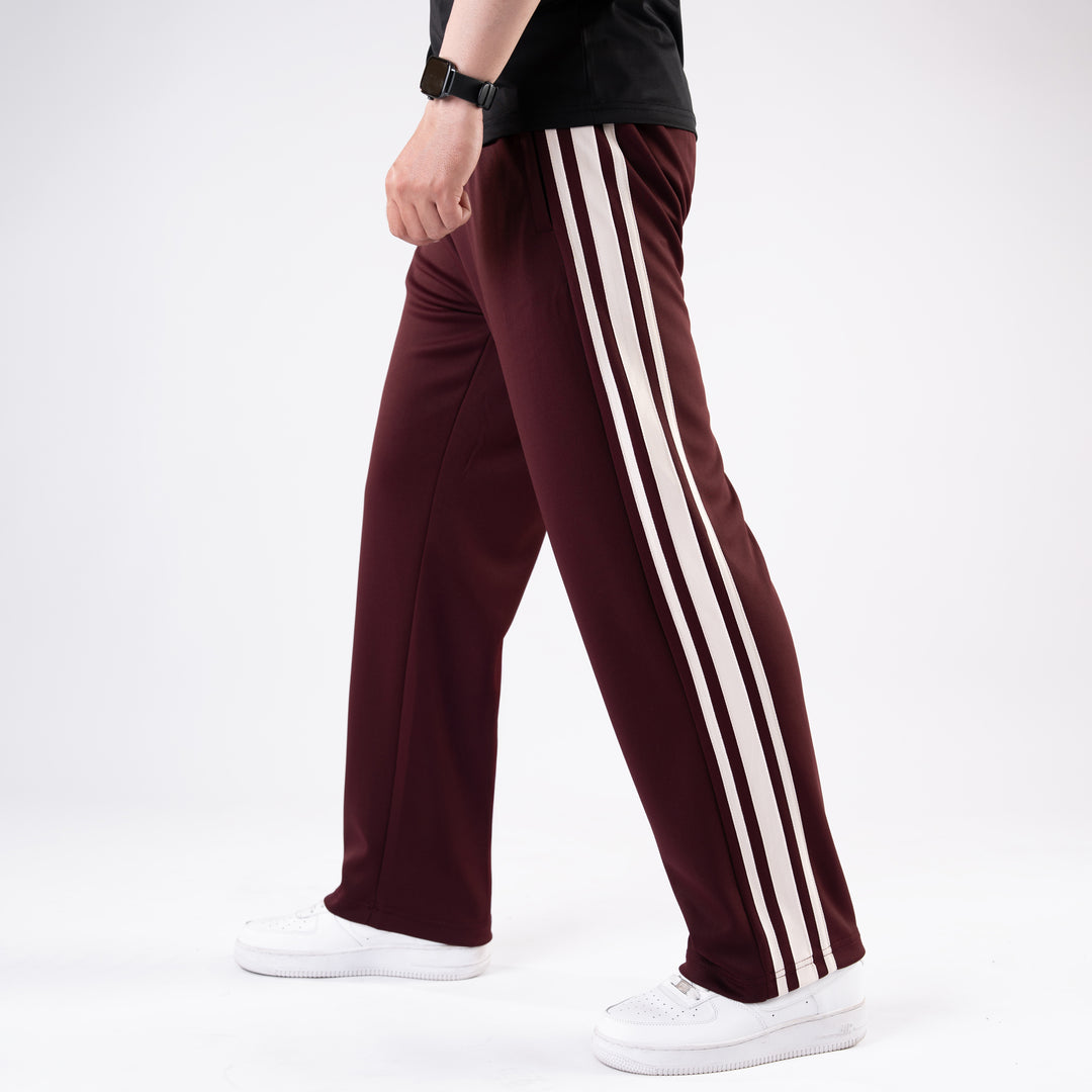 Maroon Relax Fit Trouser with Three Alt-Stripes