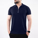 Navy Polo with Metal Zipper