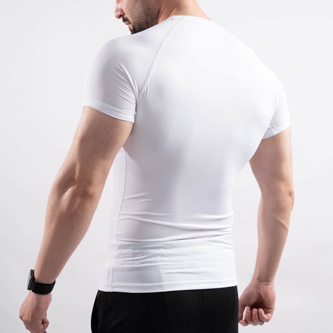 White Half Sleeve Compression Tee