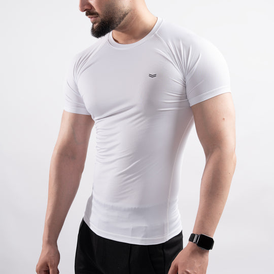 White Half Sleeve Compression Tee
