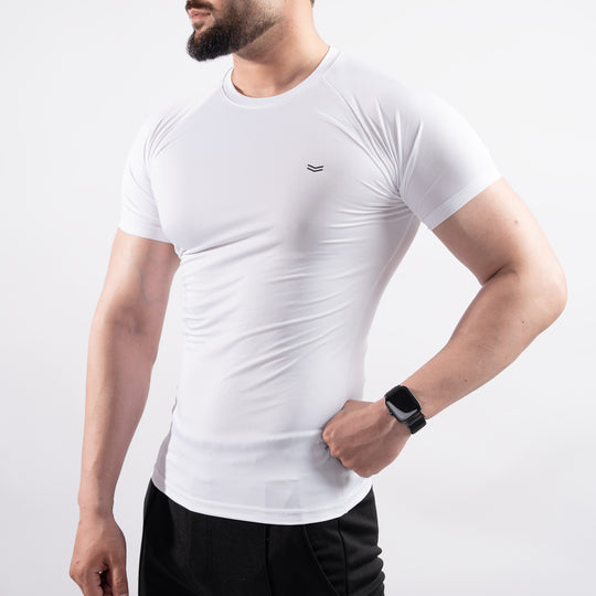 White Half Sleeve Compression Tee