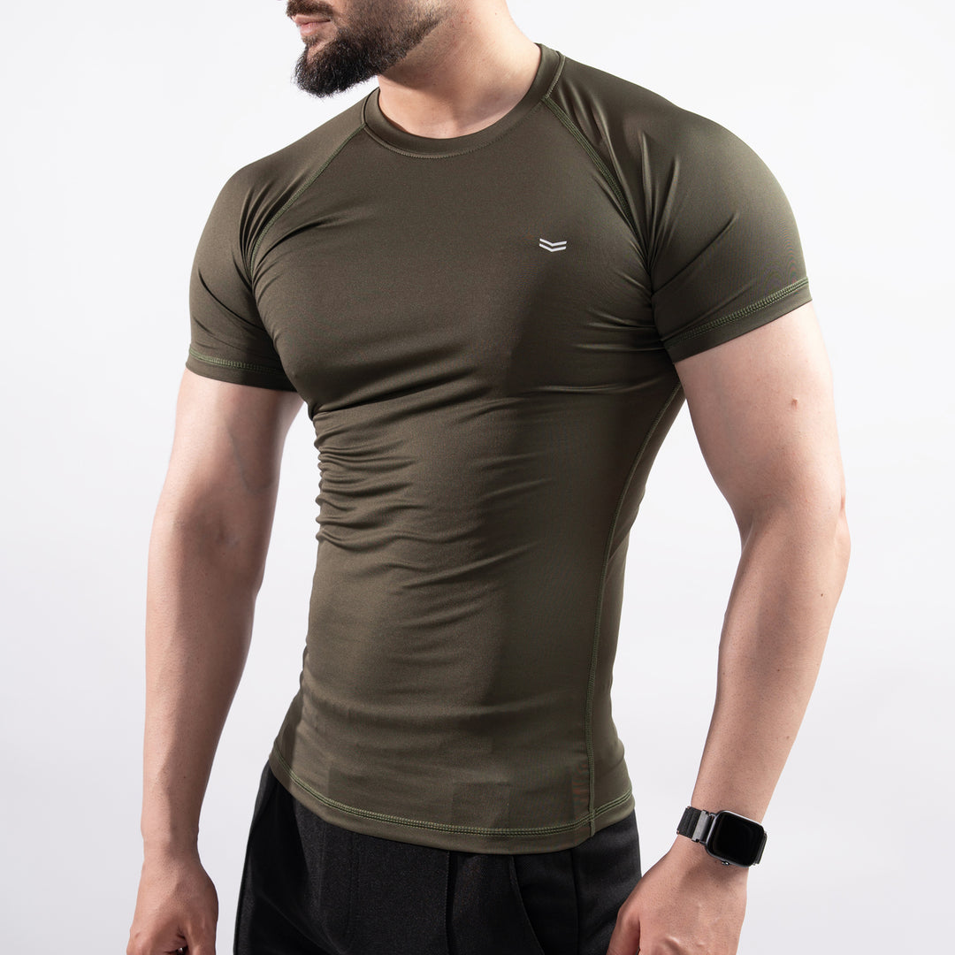 Olive Half Sleeve Compression Tee