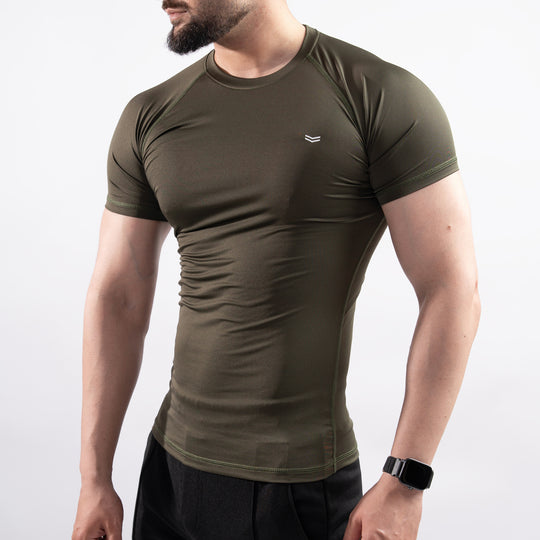 Olive Half Sleeve Compression Tee