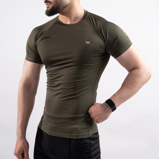 Olive Half Sleeve Compression Tee