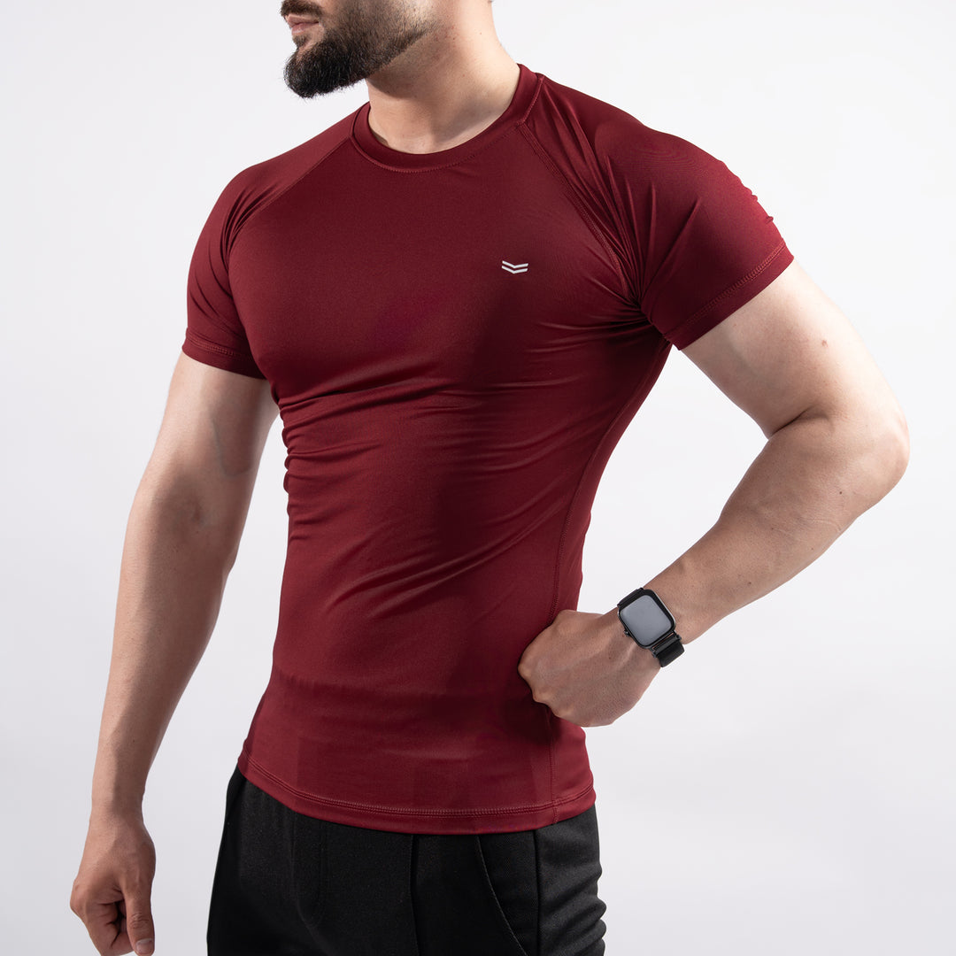 Maroon Half Sleeve Compression Tee