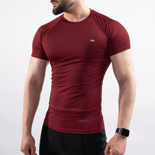 Maroon Half Sleeve Compression Tee