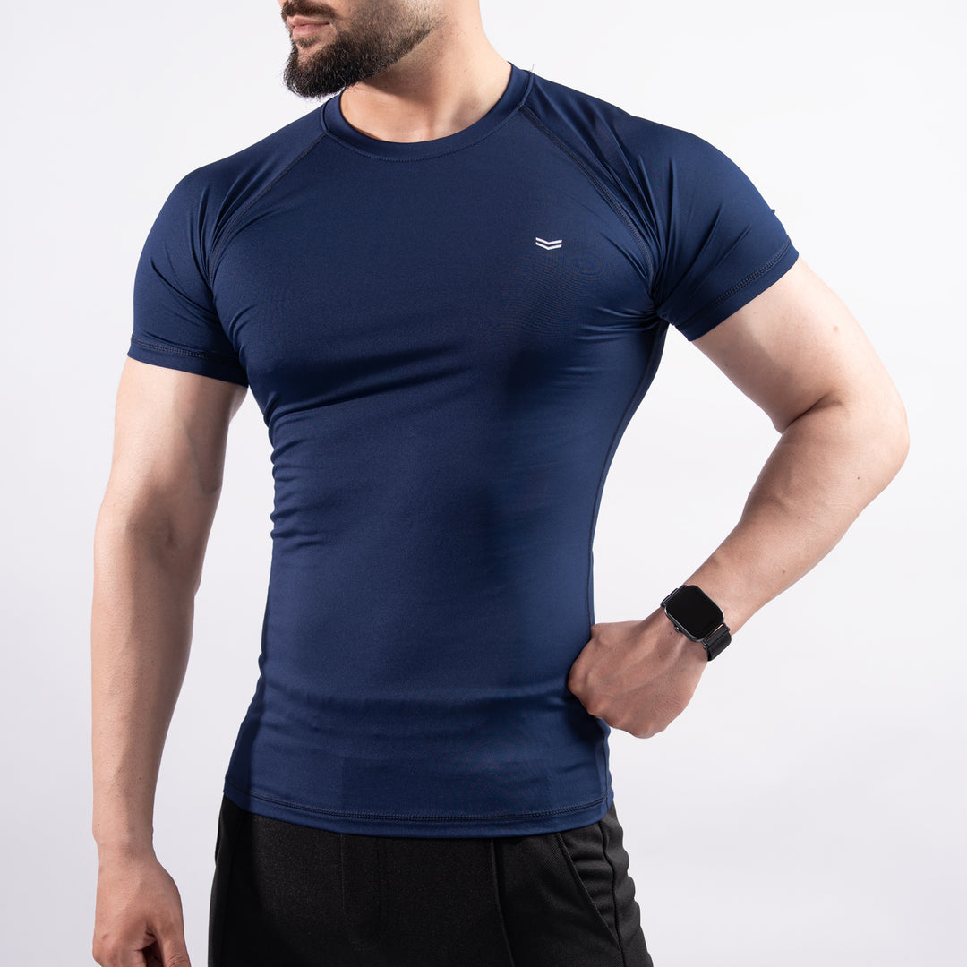 Navy Half Sleeve Compression Tee