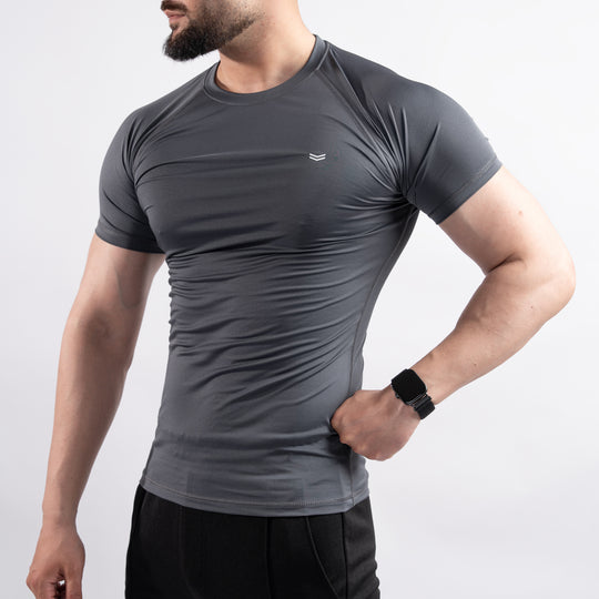 Gray Half Sleeve Compression Tee
