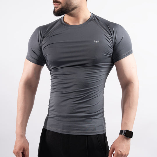 Gray Half Sleeve Compression Tee
