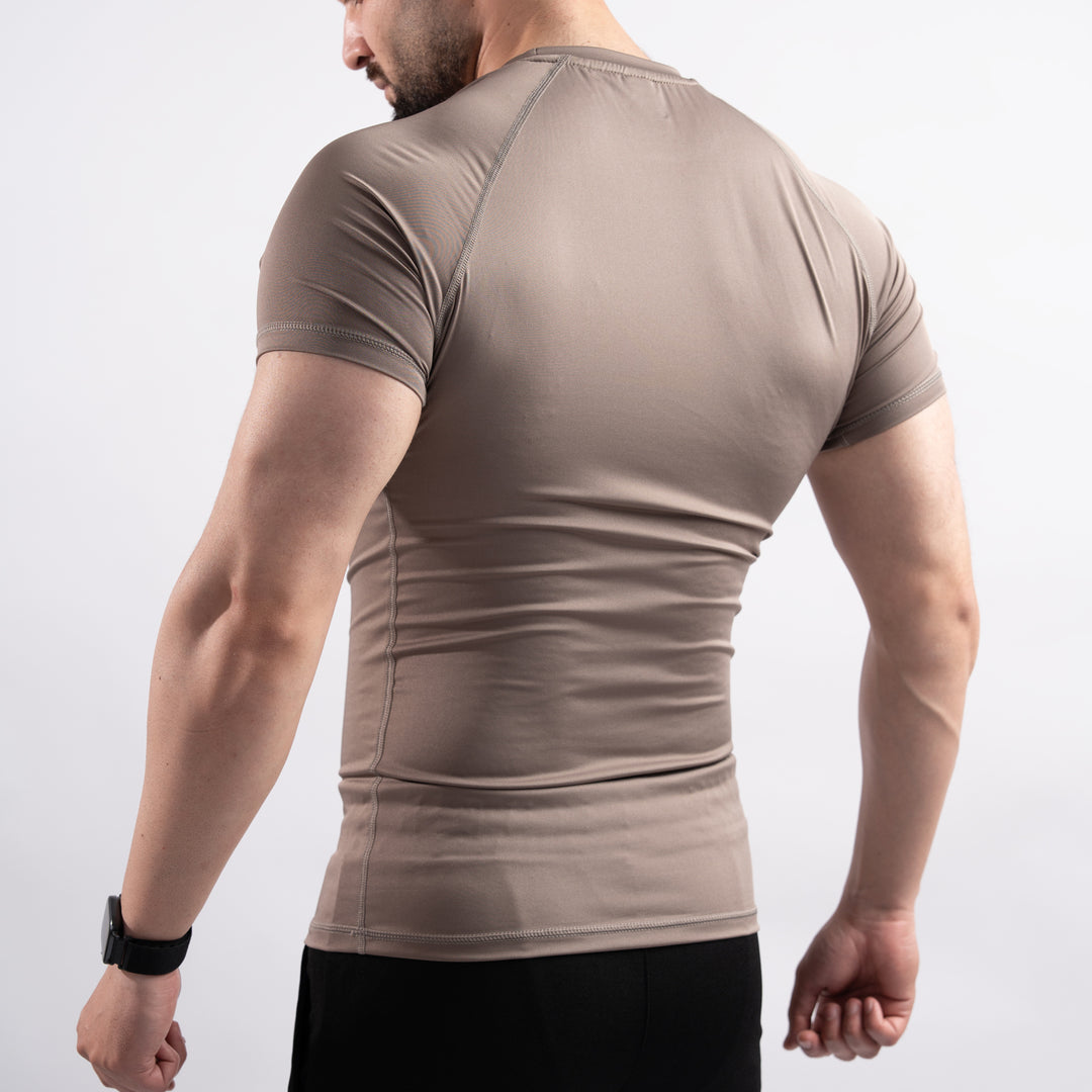 Khaki Half Sleeve Compression Tee