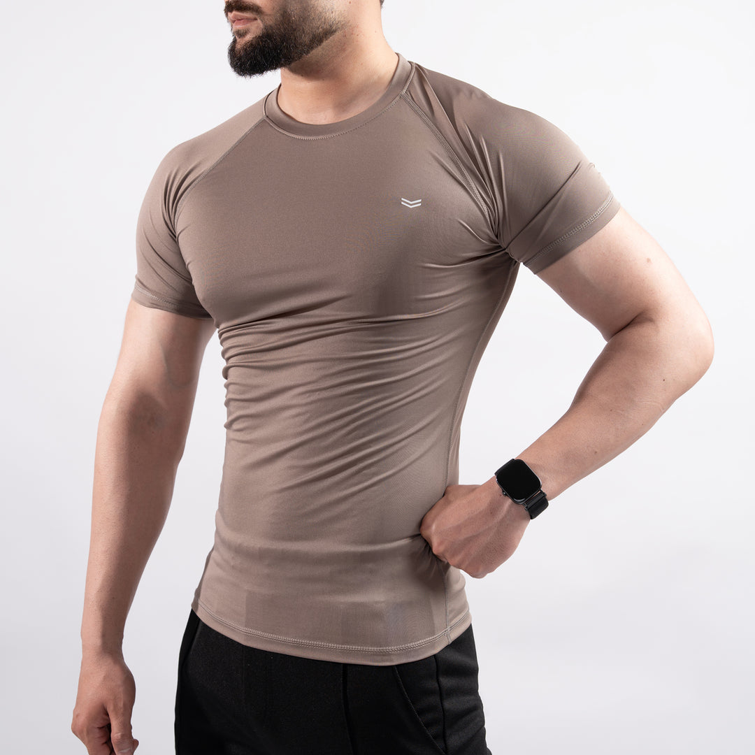 Khaki Half Sleeve Compression Tee