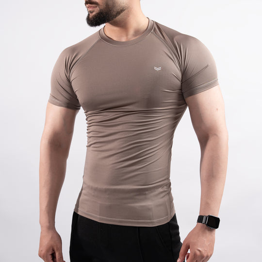 Khaki Half Sleeve Compression Tee