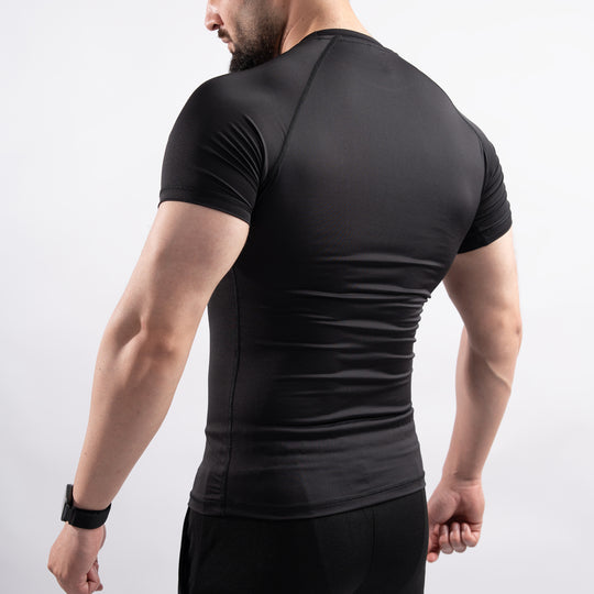 Black Half Sleeve Compression Tee