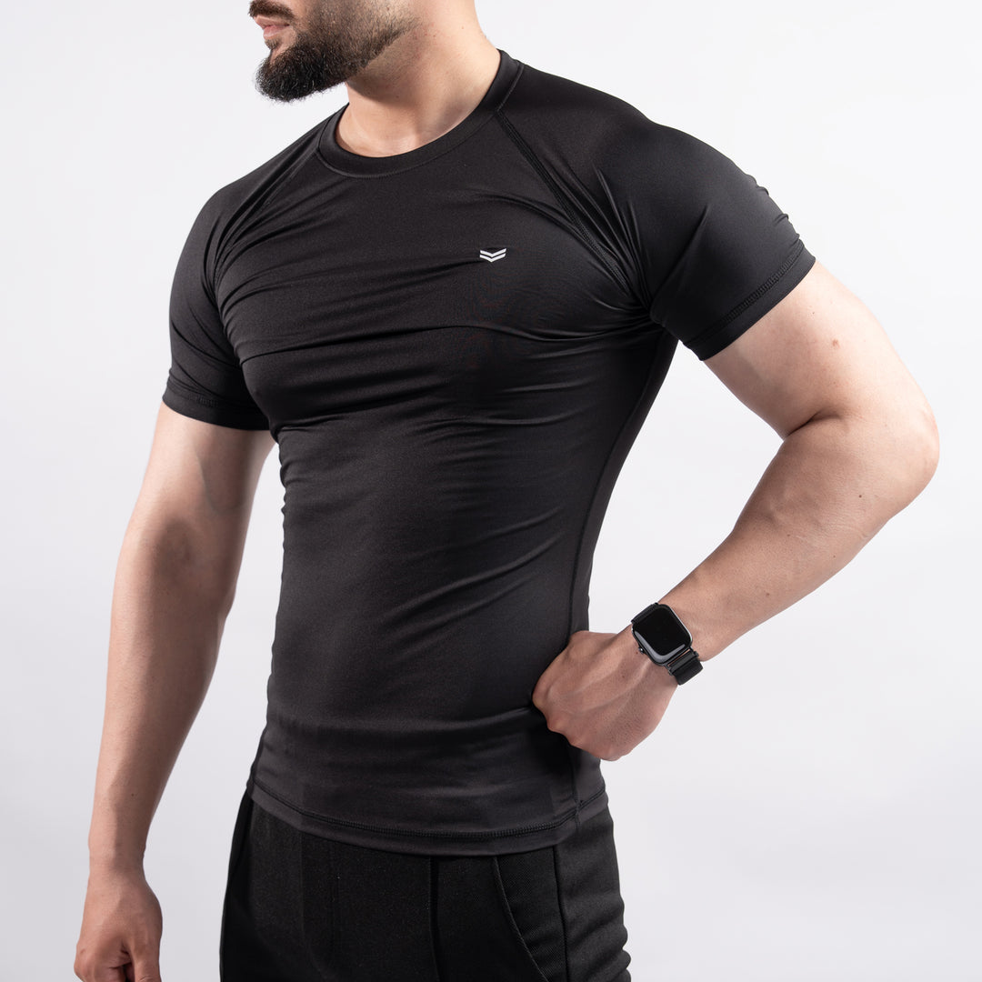 Black Half Sleeve Compression Tee