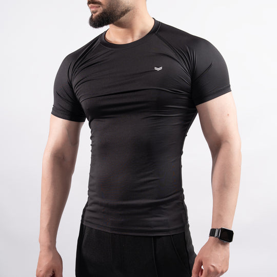 Black Half Sleeve Compression Tee