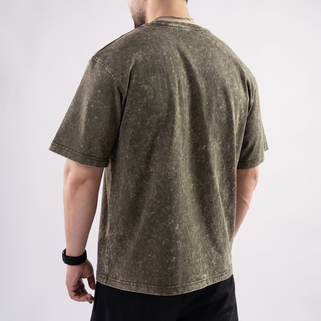 Olive Acid Wash Oversize T-Shirt