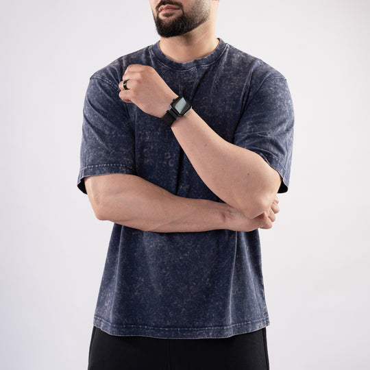 Navy Acid Wash Oversize T-Shirt
