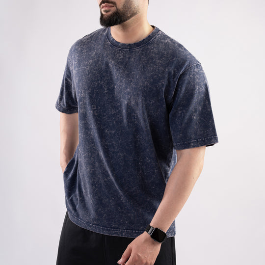 Navy Acid Wash Oversize T-Shirt
