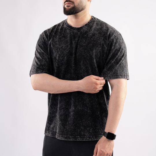Black Acid Wash Oversize T-Shirt