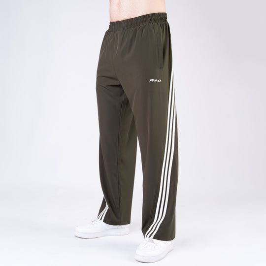 Olive Micro with Slant Stripes Baggy Fit Trousers