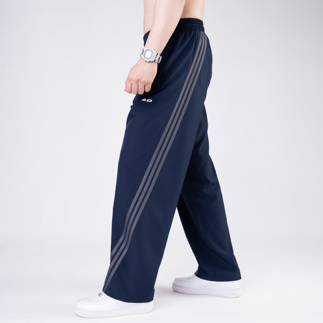 Navy Micro with Slant Stripes Baggy Fit Trousers