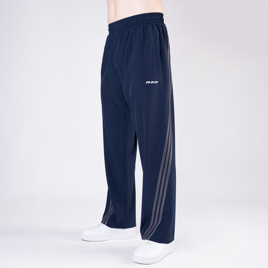 Navy Micro with Slant Stripes Baggy Fit Trousers